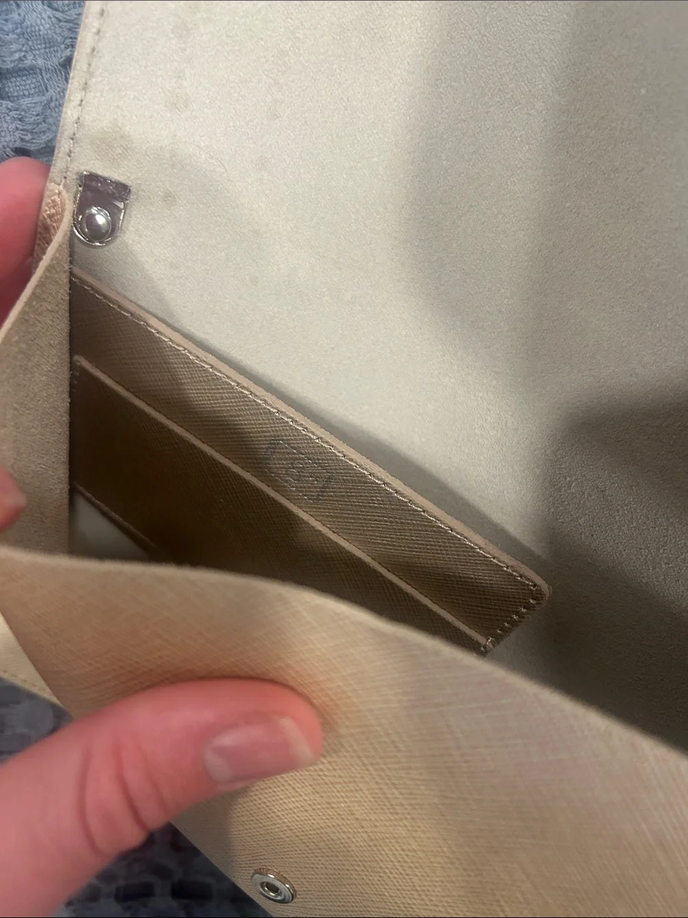 Lancaster Metallic Cream Envelope Crossbody Bag